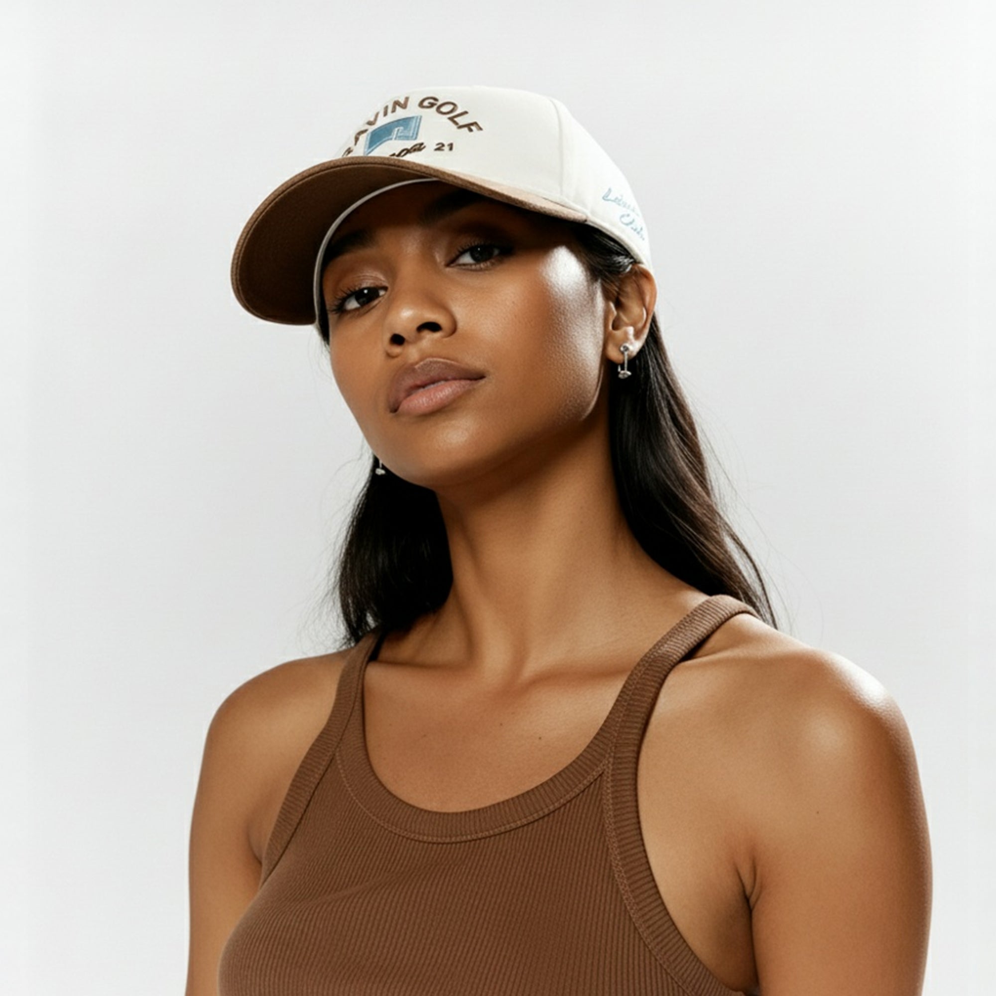 Cream Brown Flag Hat